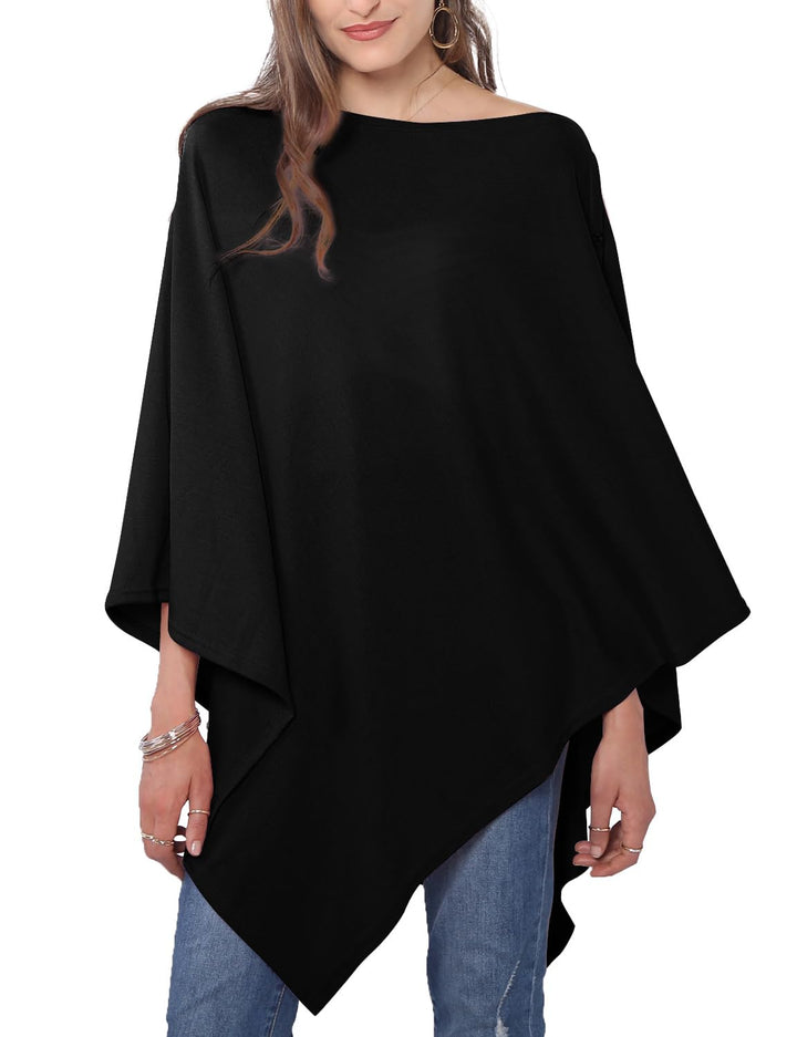 DiaryLook Kaschmir-Feeling gestrickter Poncho Damen Elegant, Langer Cape Damen Poncho für Frauen, we