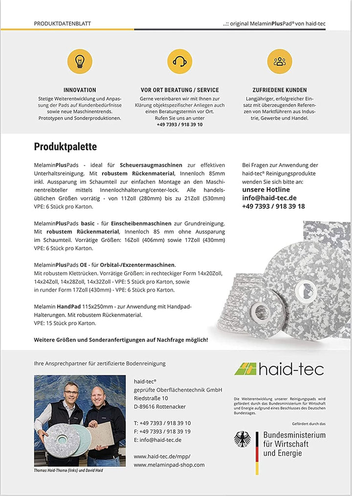 haid-tec Set 2x MPP + 2x PPP für Numatic NUC244NX, 2x Melamin Plus Pad, 2x PolyPlusPad