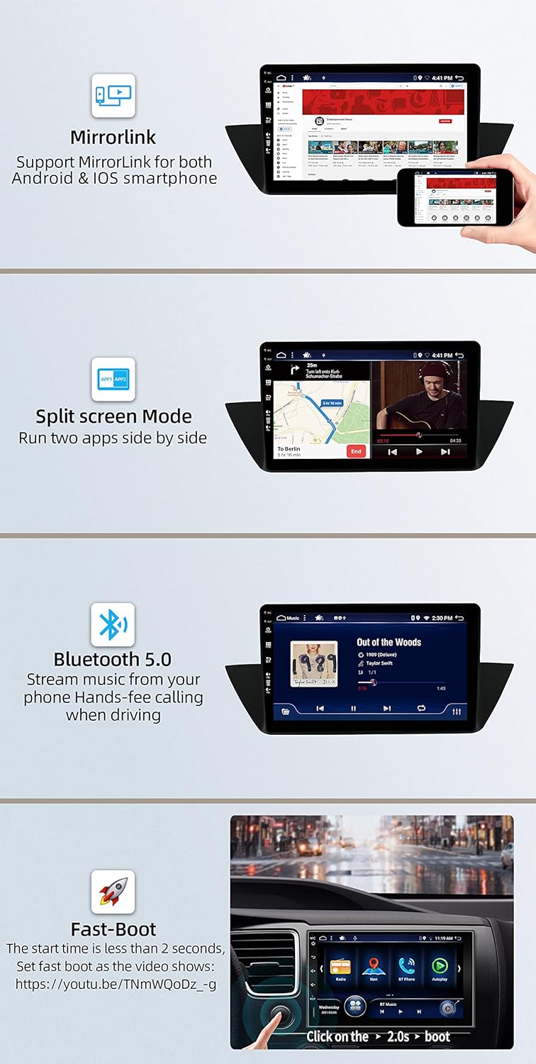 Android 12 IPS Autoradio Passt für BMW X1 E84 (2009-2015) - 4G+64G - Eingebaut DSP/Carplay/Android A