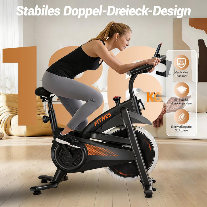 UMAY Heimtrainer Fahrrad, Indoor Spinning Bike, Ergometer mit Pulsmessung &amp; LED Display, Hometrainer