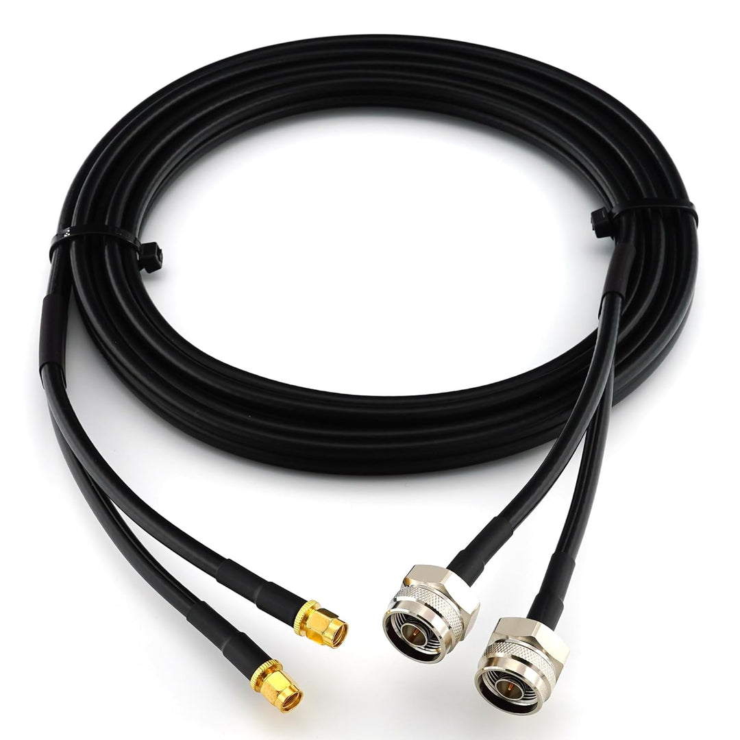 1m RP-SMA Stecker auf N Stecker (Hex Kopf) Doppel-Koaxialkabel — HF-240 (LMR 240 Äquivalent) Twin Ve