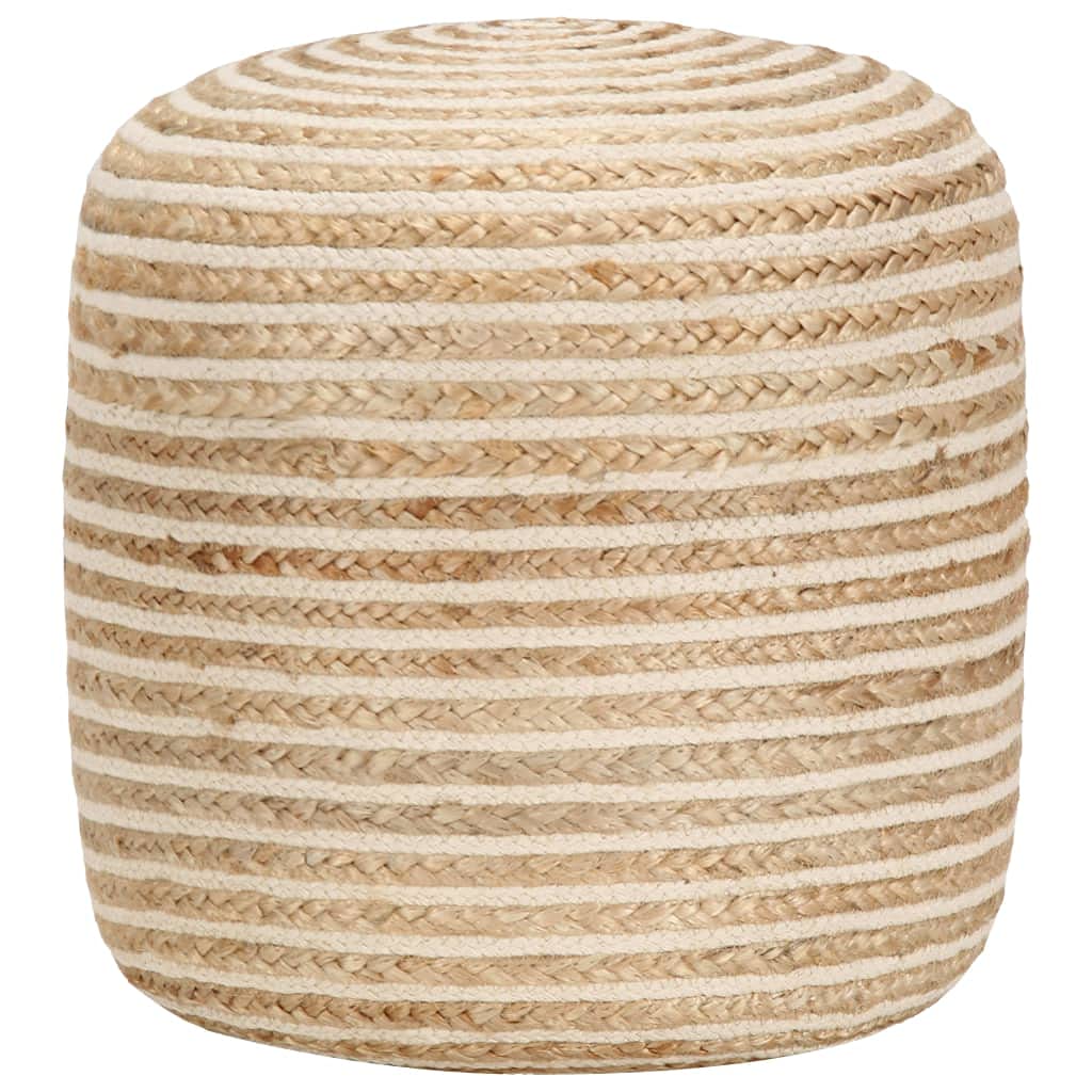 Hand gestrickter Puff, Ottoman für Wohnzimmer und Schlafzimmer, Flechtoptik, Couch Hocker, Sitzgeleg