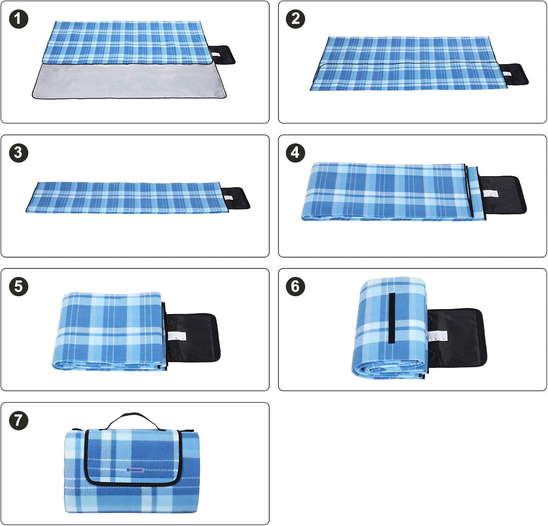 SONGMICS Picknickdecke, 200 x 200 cm, Stranddecke, Outdoor, Camping, Park, Garten, wasserfeste Unter
