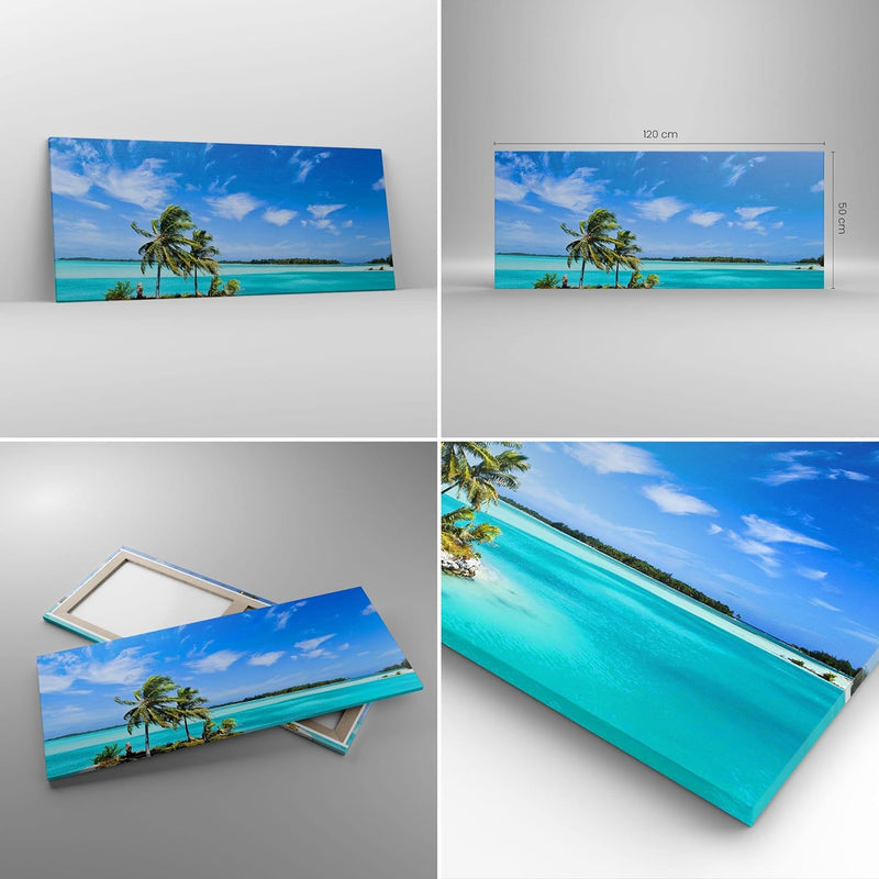 Wandbilder Dekoration Wohnzimmer Tahiti Insel Bora entspannend Panorama Bilder auf Leinwand 120x50cm