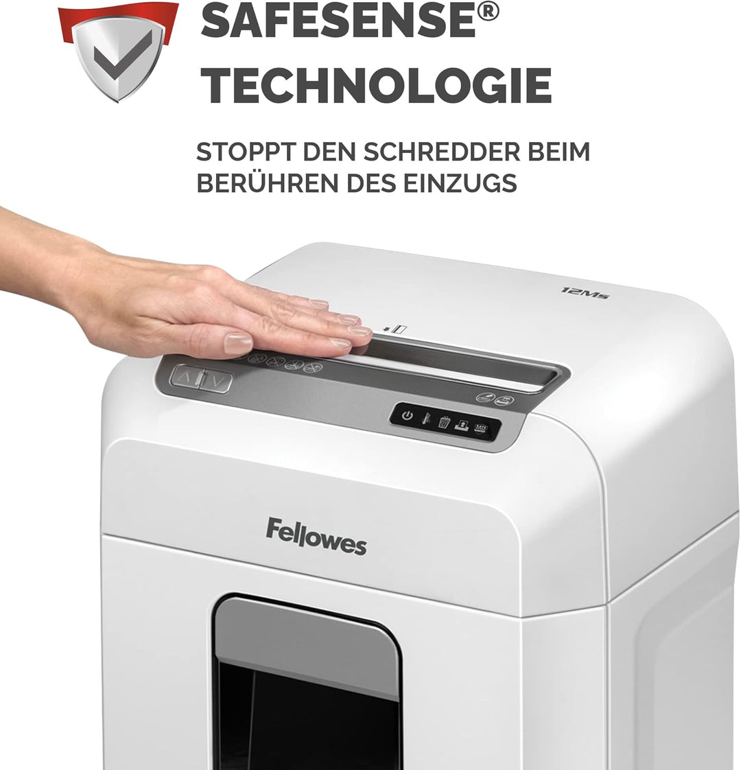 Fellowes Aktenvernichter 12Ms, 12 Blatt Minicut (P4), Papierschredder für Büro, Homeoffice, Schredde