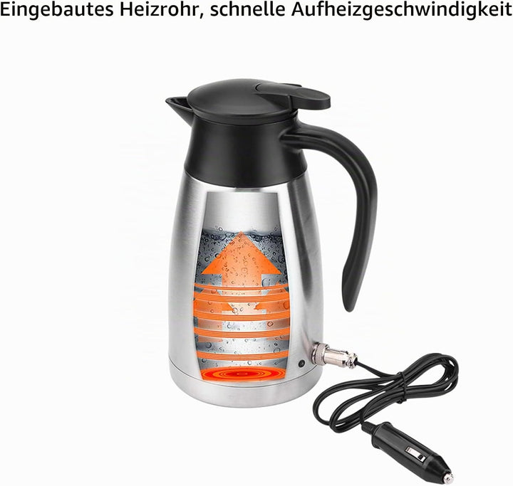 Auto Wasserkocher, 12V/24V 1000Ml Reisewasserkocher, Edelstahl Elektrisch Im Auto Wasserkocher Reise
