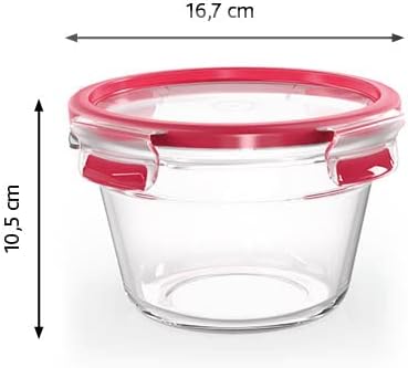EMSA Clip &amp; Close Glas Frischhaltedose, rund, 0,9 L, 100 Prozent dicht, rutschfestes Stapeln, Glasbe