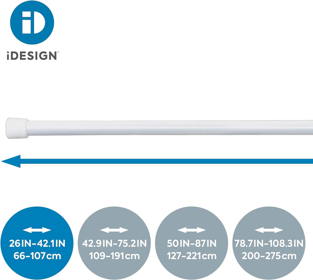 iDesign 78472 Duschvorhangstange, Kurze Metallspannstange ohne Bohren, Teleskop-Duschvorhangstange f
