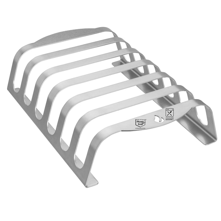 Rib-Rack Size XL (6er)| Rippchenhalter mit Griffen |Das Profi-Tool zum Rippchen-Grillen |Edelstahl |