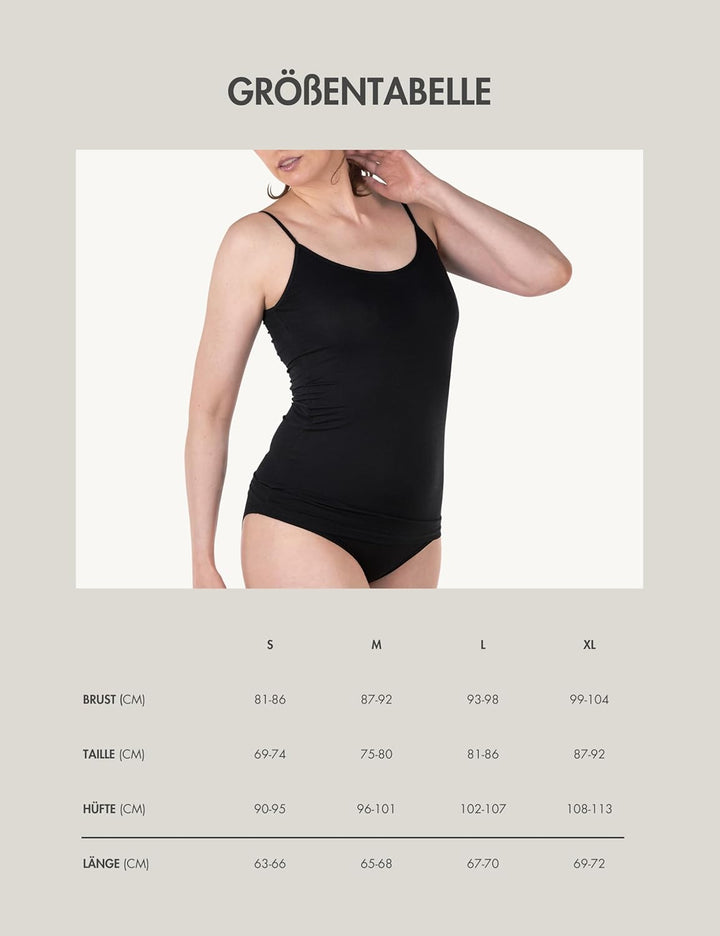 3er-Pack Unterhemden Damen, Spaghettiträger Top Damen, Premium Bambus Unterhemd Damen, Luftiges und