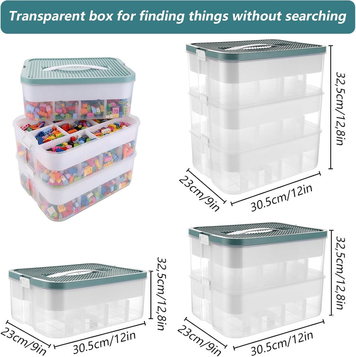 JMIATRY Aufbewahrungsboxen mit Deckel 30.5x23x32.5 cm, 3 Stufen Boxen Aufbewahrung Transparent Sorti