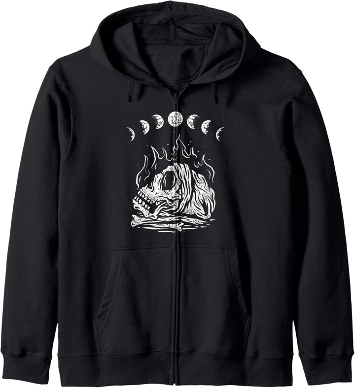 Skull Moon Phases Pastel Gothic Gothique Occult Wicca Damen Kapuzenjacke