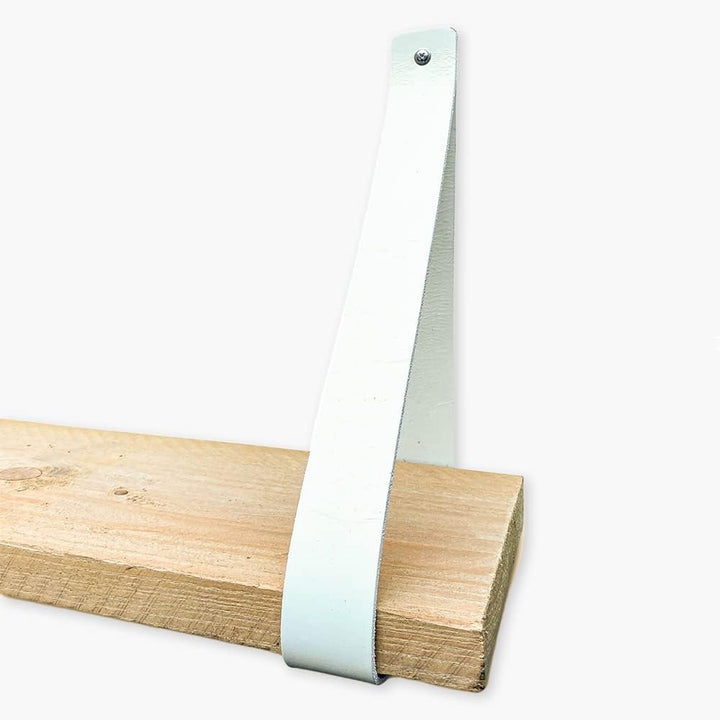 Brute Strength - Regalträger Leder - Weiss - 4 Stück - Regalstützen - Wandstützen - Regalriemen - Vo