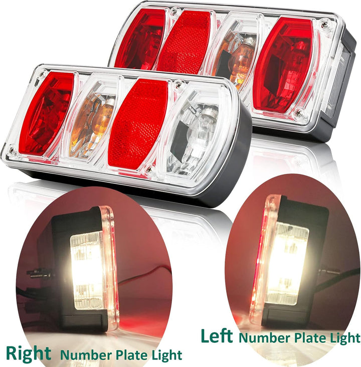 DARKGUARD Rückleuchten Satz für Anhänger 12v,mit E4 Prüfzeichen,7Funktion 2pcs Halogen Rücklicht Anh