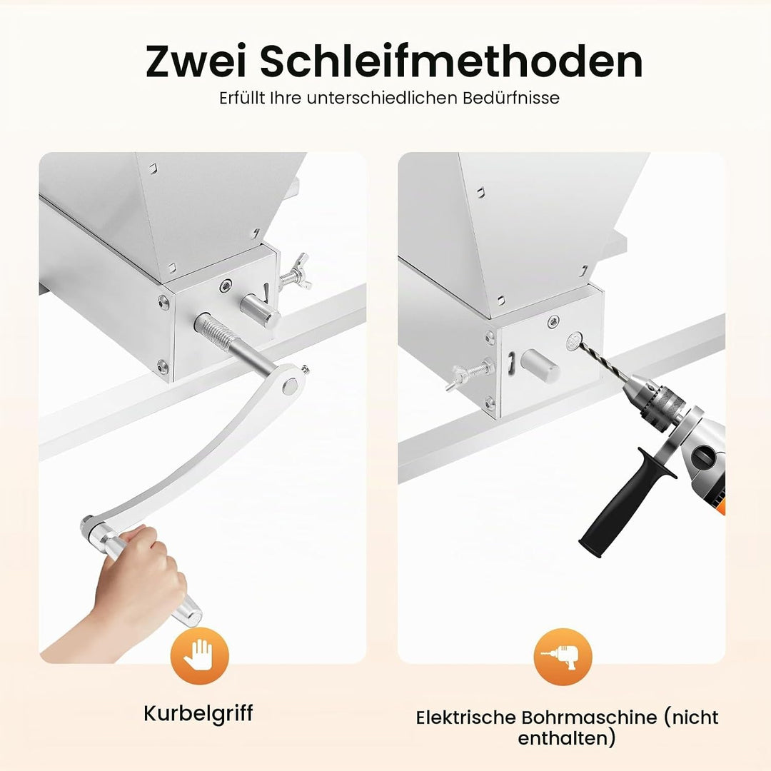 4L Manuelle Getreidemühle, Getreidequetsche, Malzmühle, Futtermühle, Edelstahl Verstellbare Grainmüh