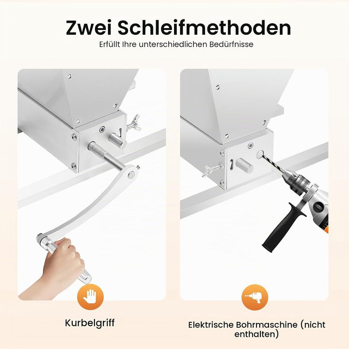 Getreidemühle Manuell mit Flockenquetsche, Kornmühle &amp; Haferquetsche für Haferflocken, Verstellbare