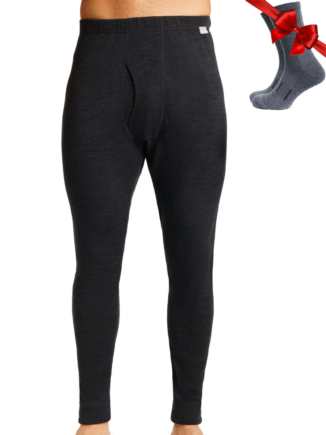 Merino Unterwäsche Herren - Lange Unterhosen Herren Merino Thermounterwäsche + Wollsocken Charcoal G