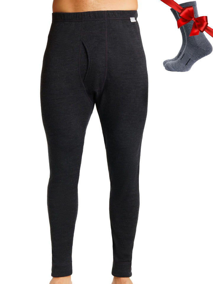 Merino Unterwäsche Herren - Lange Unterhosen Herren Merino Thermounterwäsche + Wollsocken Charcoal G