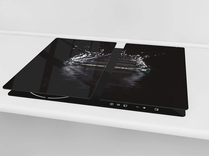 Küchenbrett aus Hartglas und Induktionskochplattenabdeckung – Schneideplatten SINGLE mit 60 x 52 cm
