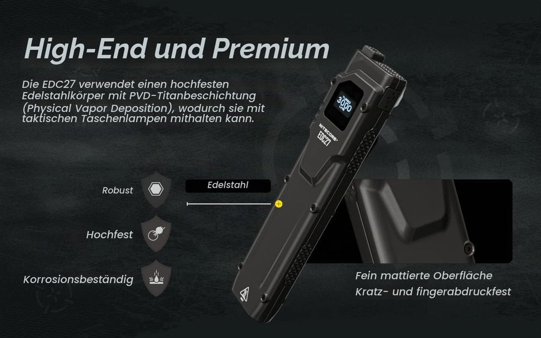 Nitecore EDC27-3000 Lumen, OLED-Display, USB-C
