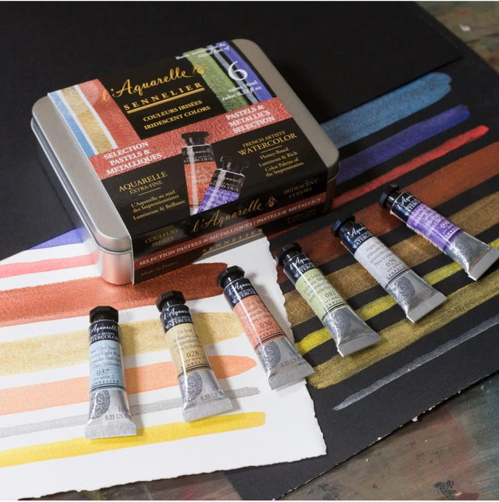 Sennelier l'Aquarelle Irisierende Farben, Pastels & Metallics Selection 6 Tuben ? 10ml