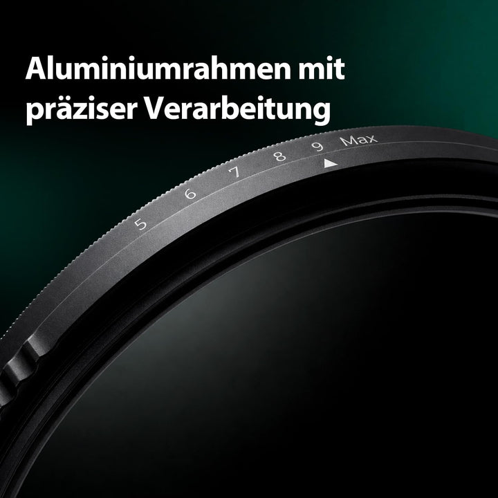 Rollei Variabler ND Filter, F:X Pro Variabler Rundfilter - ND8 bis ND 512 aus Gorilla® Glas mit 3-9