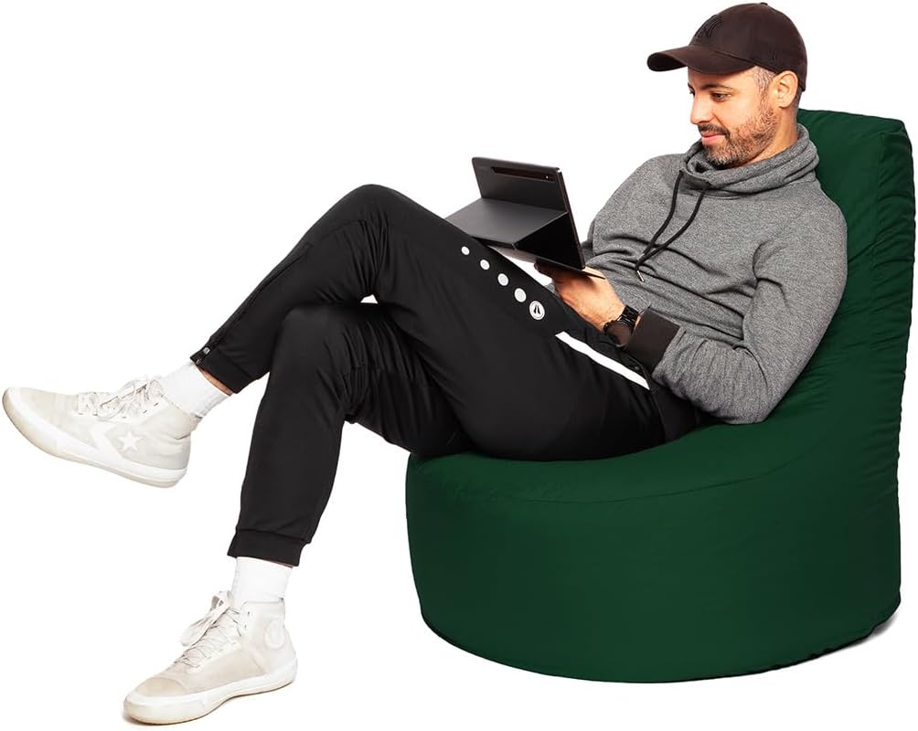 PATCH HOME Gamer Kissen Lounge Kissen Sitzsack Sessel Sitzkissen Bean Bag + Würfel/Hocker mit Reissv