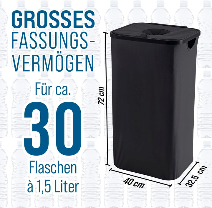 EASYmaxx Pfandflaschen Sammelbehälter 100 l, mit 2 x Flaschentasche | Flaschen Aufbewahrung für Altg
