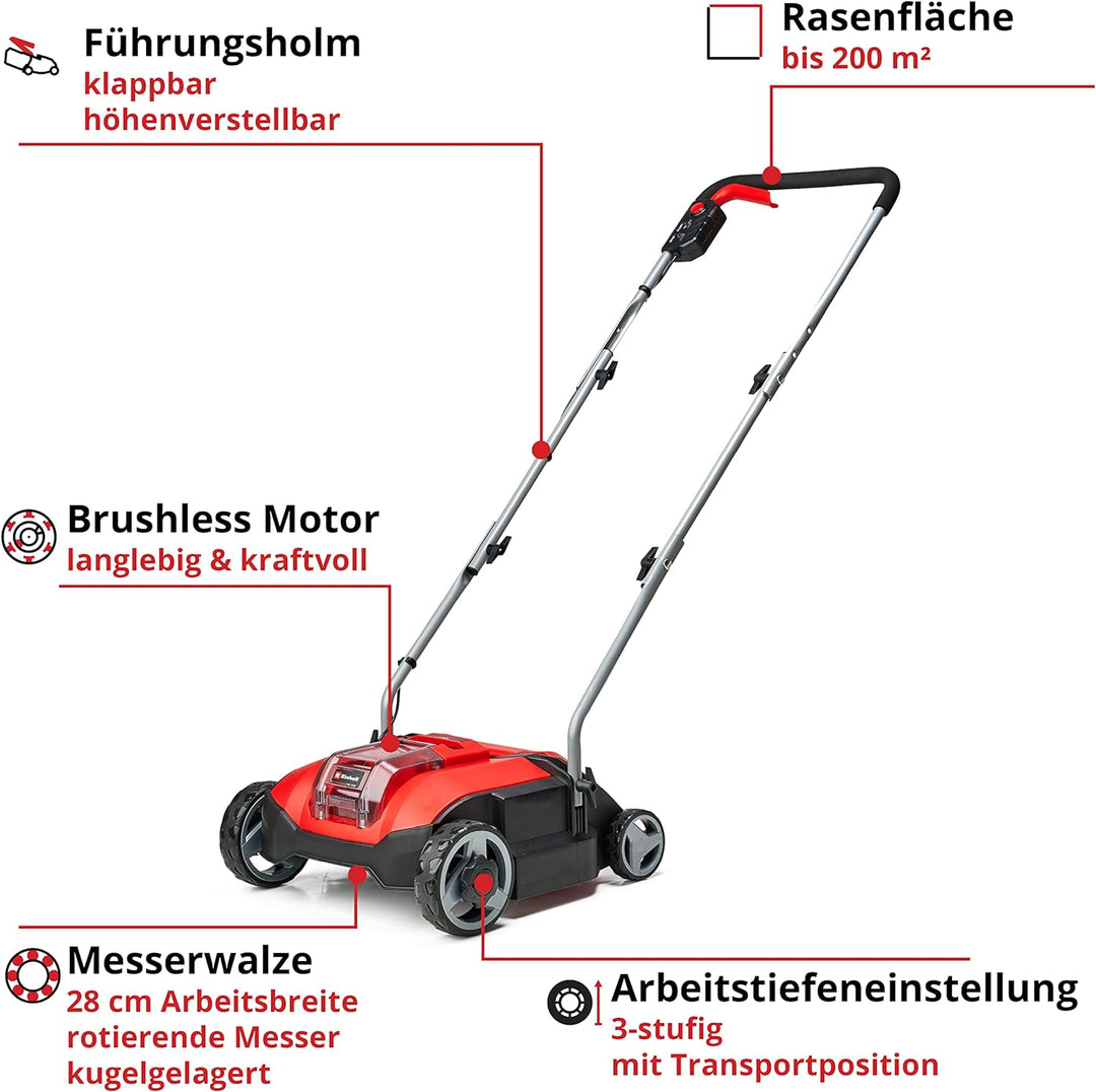 Einhell Akku-Vertikutierer GC-SC 18/28 Li-Solo Power X-Change (Li-Ion, 18 V, bürstenloser Elektromot