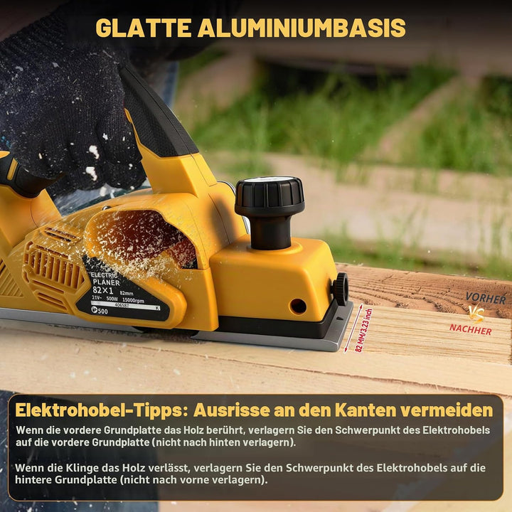 Akku-Handhobel für DEWALT 18V 20V Akkus, 15000 U/min bürstenloser elektrischer Holzhobel mit 82 mm S