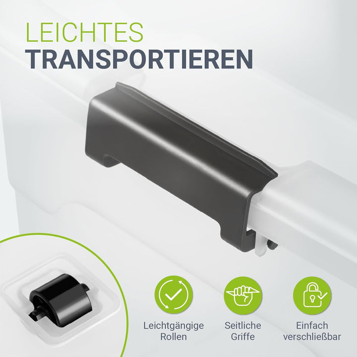 Juskys Aufbewahrungsbox mit Deckel - 4er Set Kunststoff Boxen 30l - Box gross, stapelbar, transparen