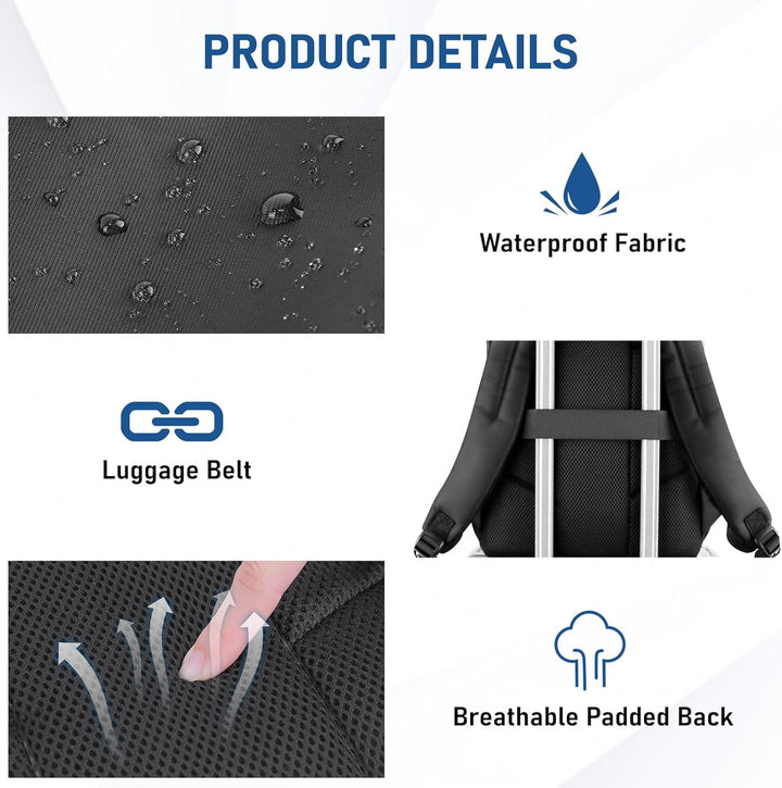 Dobaly Laptop Rucksack Wasserdicht für Damen & Herren - Laptopfach Daypack für Arbeit Business Radfa