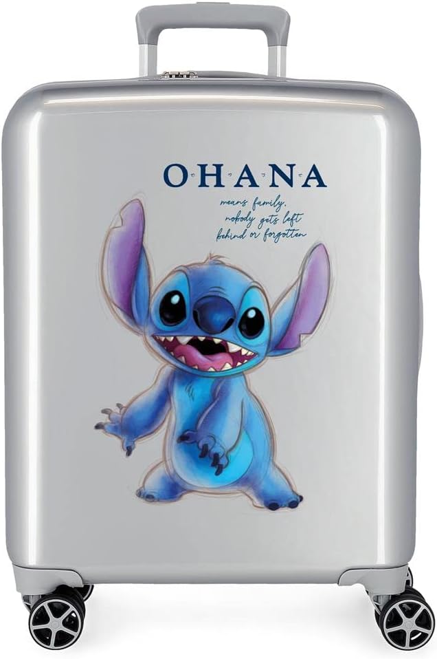 Handgepäckkoffer Disney 100 Stitch Grey, 40 x 55 x 20 cm, starres ABS, integriertes TSA-Schloss, 38,