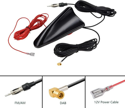 Vecys DAB DAB+ Autoantenne Haifischflosse FM/AM Radio Antenne Signalverstärker SMB zu DIN Stecker An