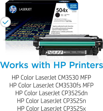 HP 504X Schwarz Original LaserJet Tonerkartusche mit hoher Reichweite Schwarz XL 10.500S, Schwarz XL