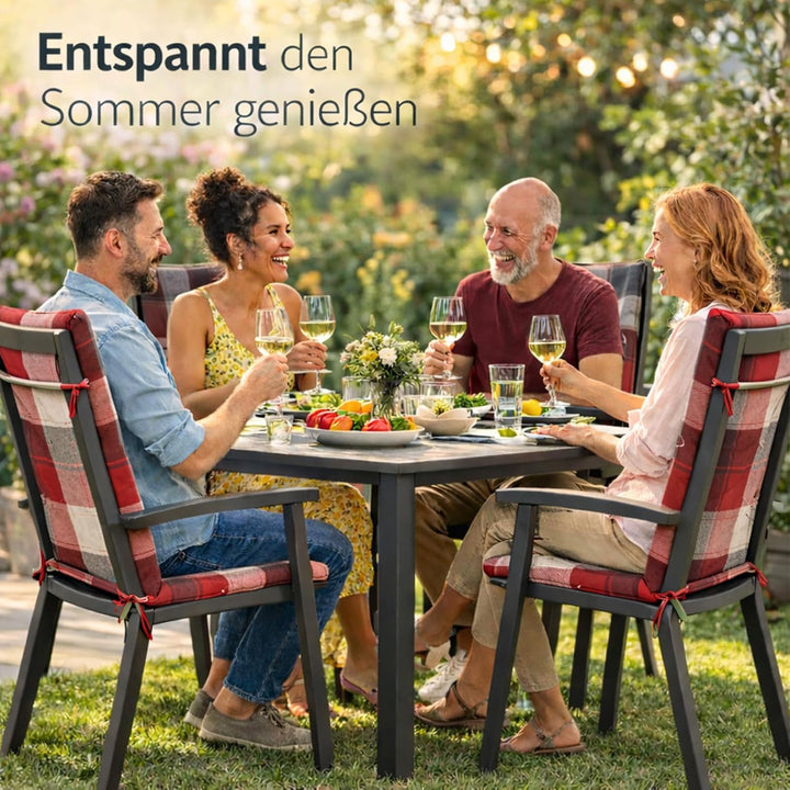 BURI 2X Hochlehner Auflage 120x50x5,5 cm - wetterfeste Gartenstuhlauflage mit Schaumkern &amp; Vollvlies