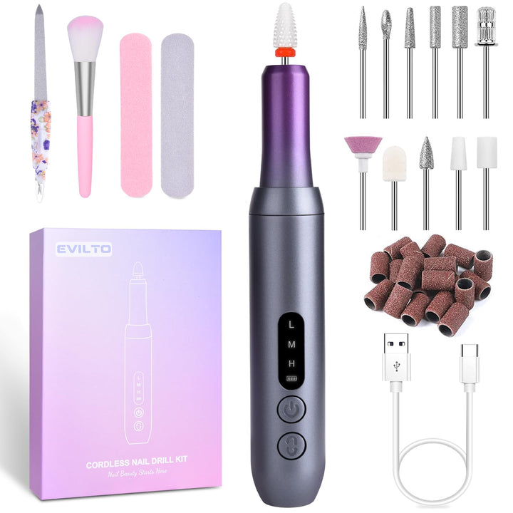 Nagelfräser Elektrische für Gelnägel Kabellos Maniküre Pediküre Set Nagelfeile Elektrisch USB Wieder