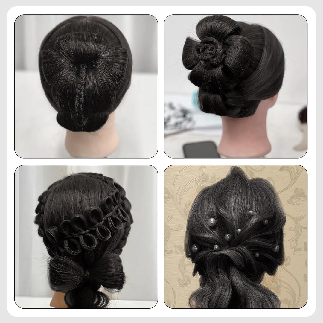 TopDirect Friseur Übungskopf 45cm mit 100% realistischem Kunsthaar, Schwarz Naturschwarz, Naturschwa