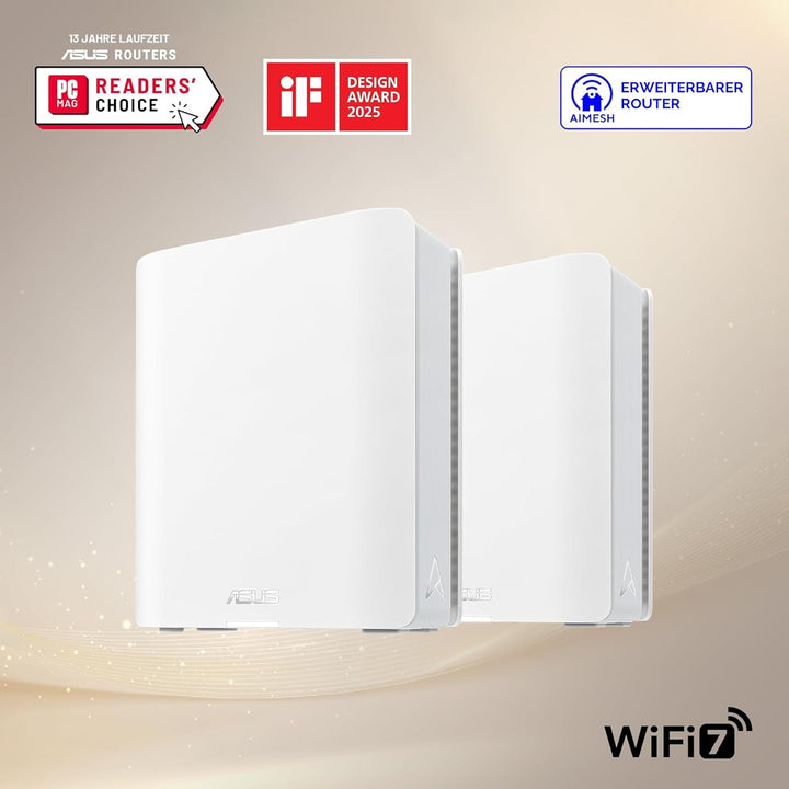 ASUS ZenWiFi BT8 Tri-Band WiFi 7 Smart AiMesh Extendable Router 2er Pack (6 GHz WLAN, 14 Gbps, bis z