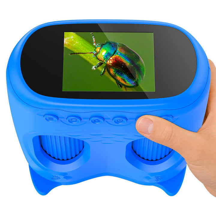 2 in 1 Digitales Kindermikroskop und Fernglas Kinder, 2,0" IPS HD Taschenmikroskop, 10x Vergrösserun
