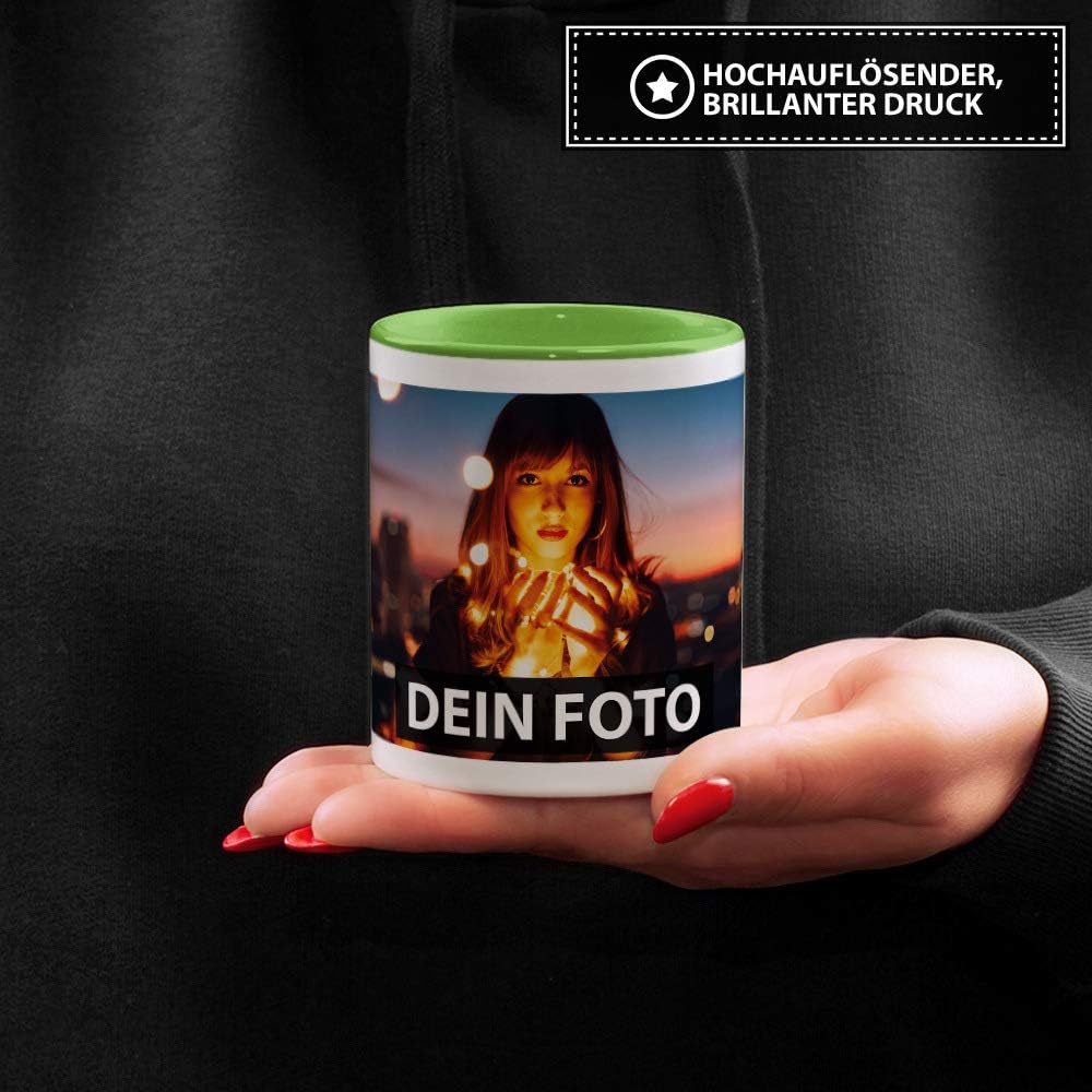 Foto-Tasse zum selbst gestalten mit Foto und Text/mit individuellen Druck in Profiqualität/Personali