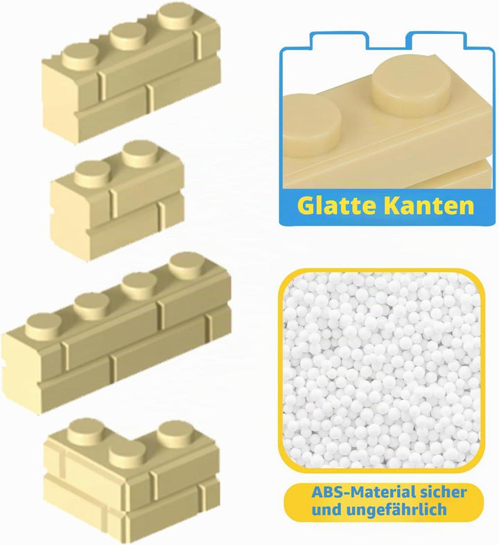 Cabeeskii 337 Stück Bausteine, Masonry Profile Bricks, Enthält Steine Fenster Türen Zäune Sets zubeh