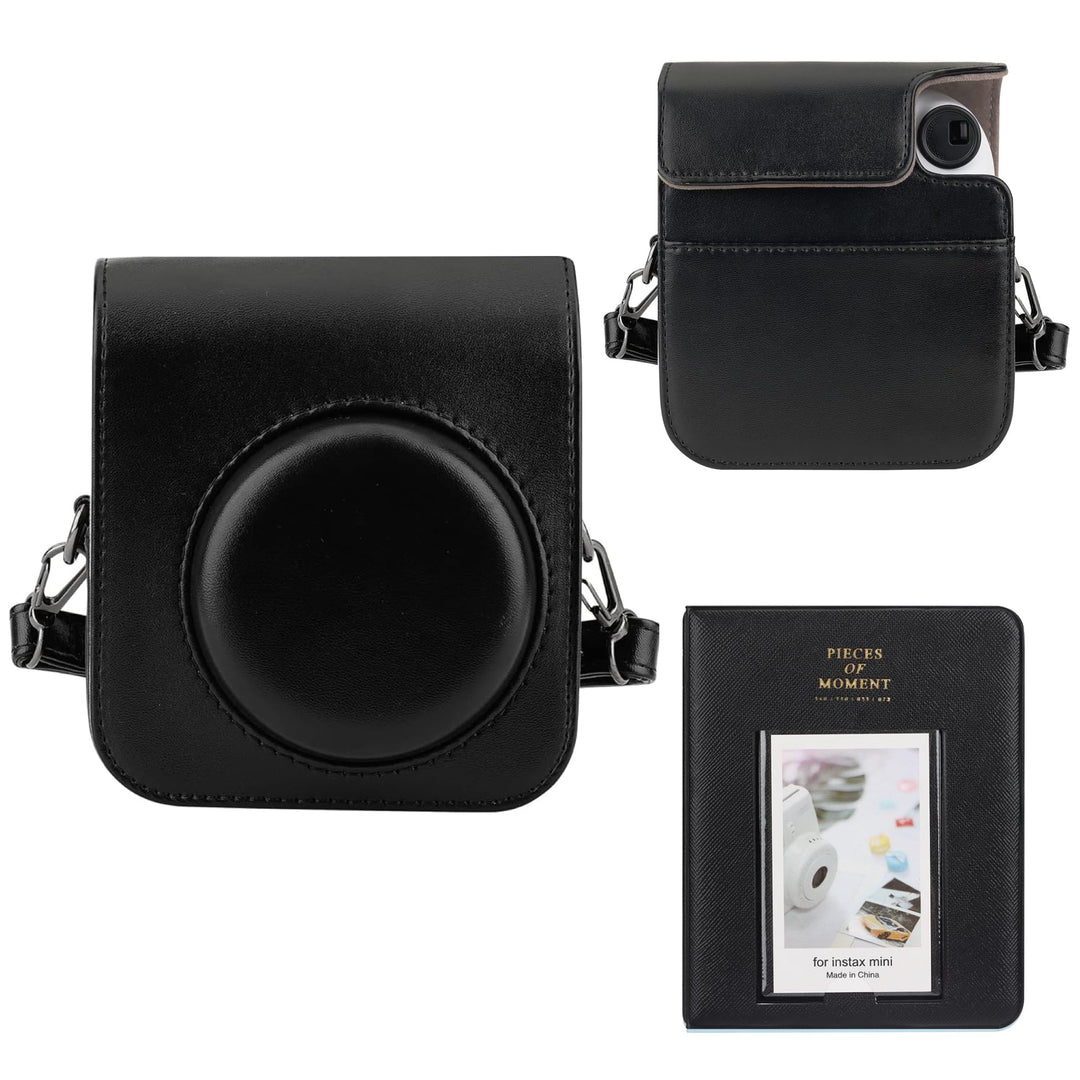 PU Leder Kameratasche und 64 Taschen Fotoalbum kompatibel mit Fujifilm Instax Mini 12 Sofortbildkame