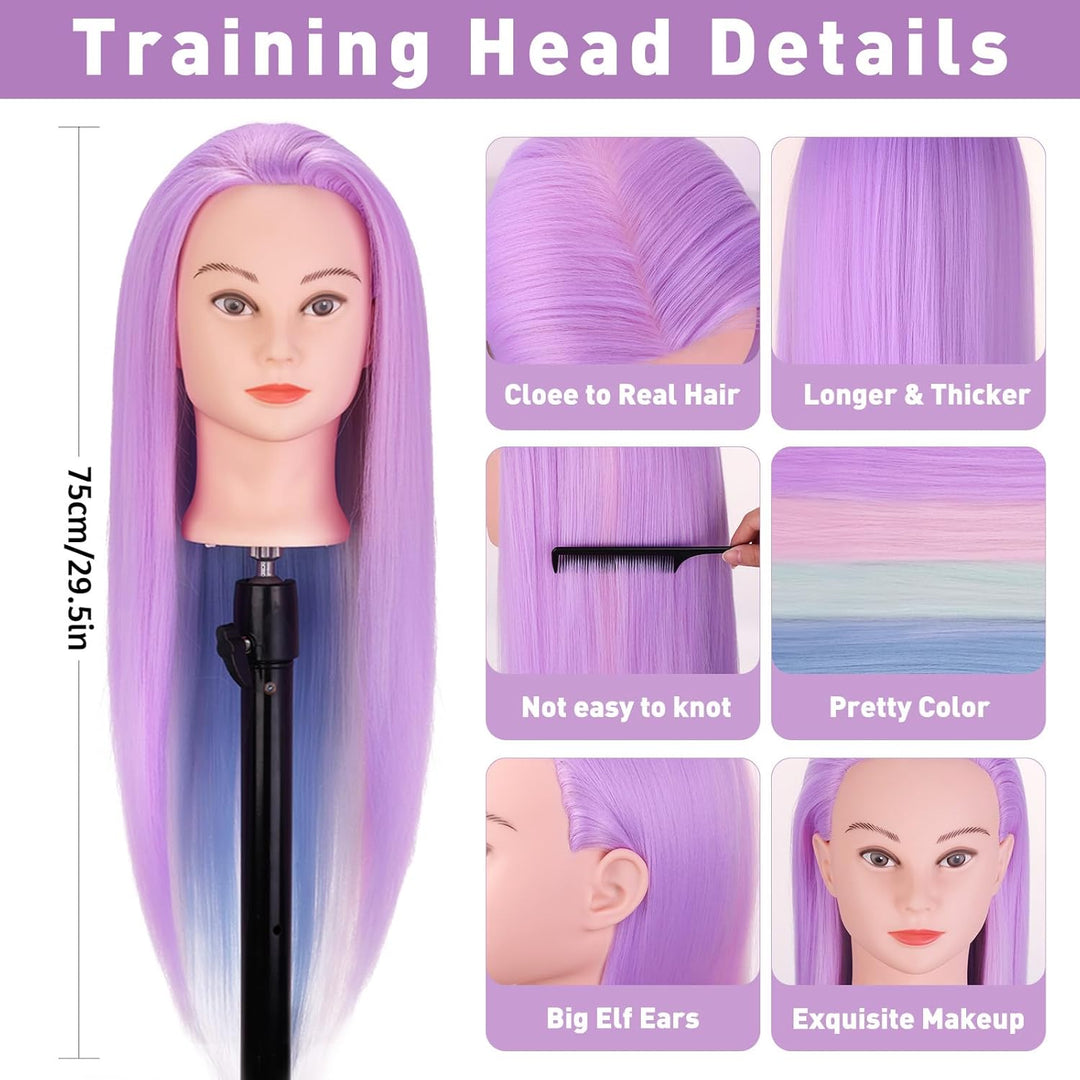 Frisurenkopf, TopDirect 75cm/29.5 Zoll 100% Synthetisches Haar Trainingsköpfe für Friseure, Übungsko