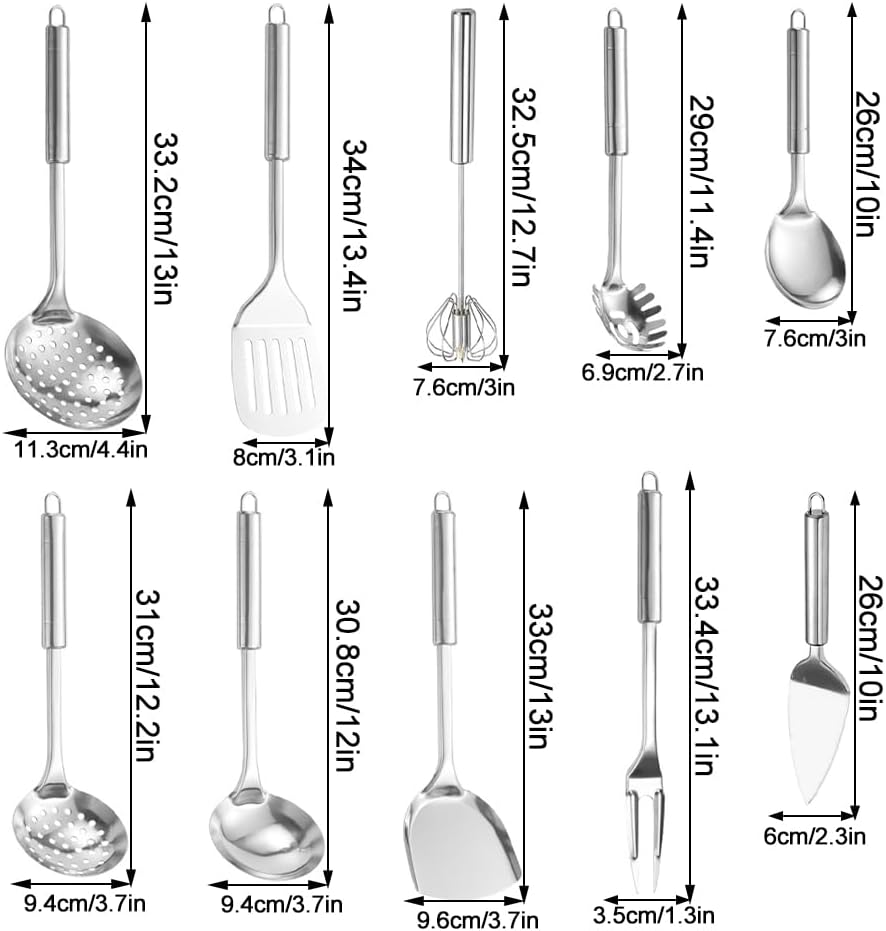 10 - Stück Set Küchenhelfer Set Edelstahl Küchen Set Antihaft Hitzebeständiger Küchenhelfer Set,Home