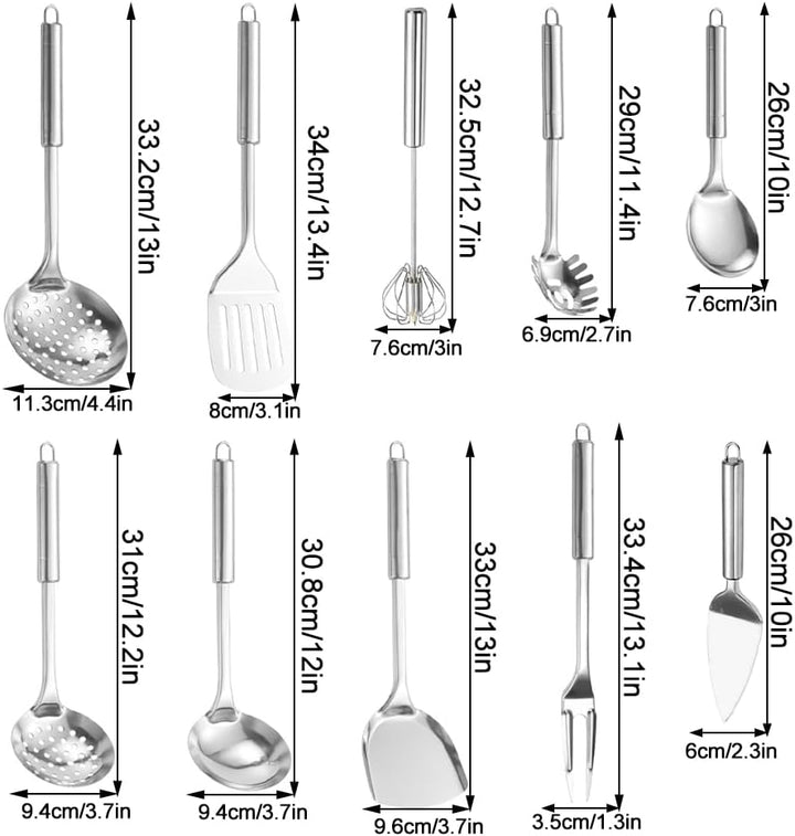 10 - Stück Set Küchenhelfer Set Edelstahl Küchen Set Antihaft Hitzebeständiger Küchenhelfer Set,Home