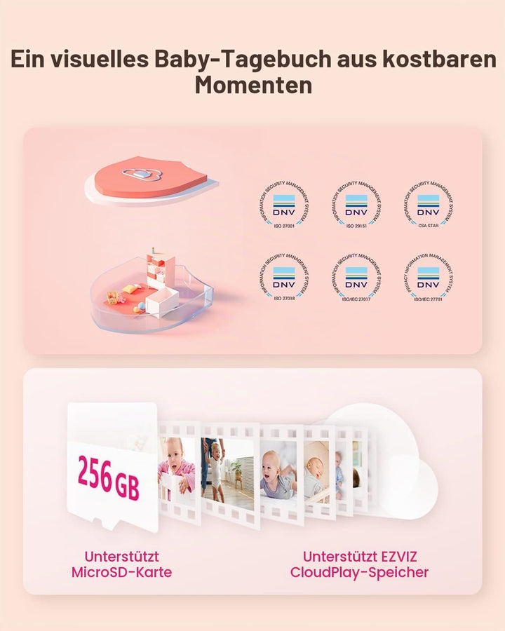 EZVIZ 1080P Kabelloser Video Babymonitor, Smart Babyphone mit Erkennung von Babyweinen und Bewegung,