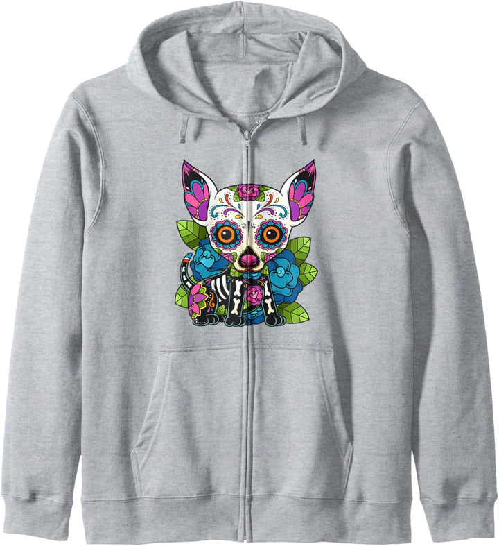 Chihuahua-Zuckerschädel Mexiko Hund Calavera Tag der Toten Kapuzenjacke