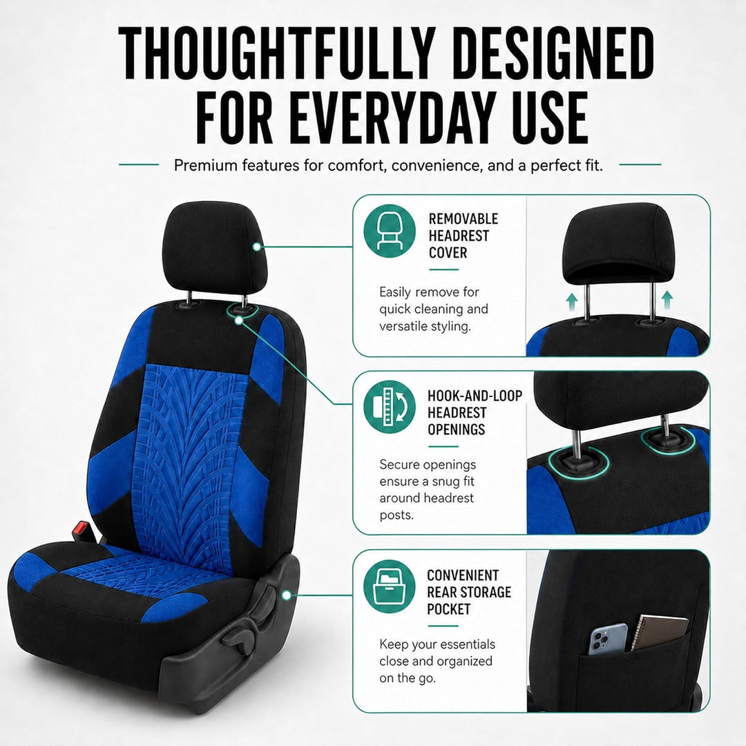 FH GROUP FB071BLUE115 Autositzbezug (Travel Master Airbag und Split Bench kompatibel, blau) Blau-Vol