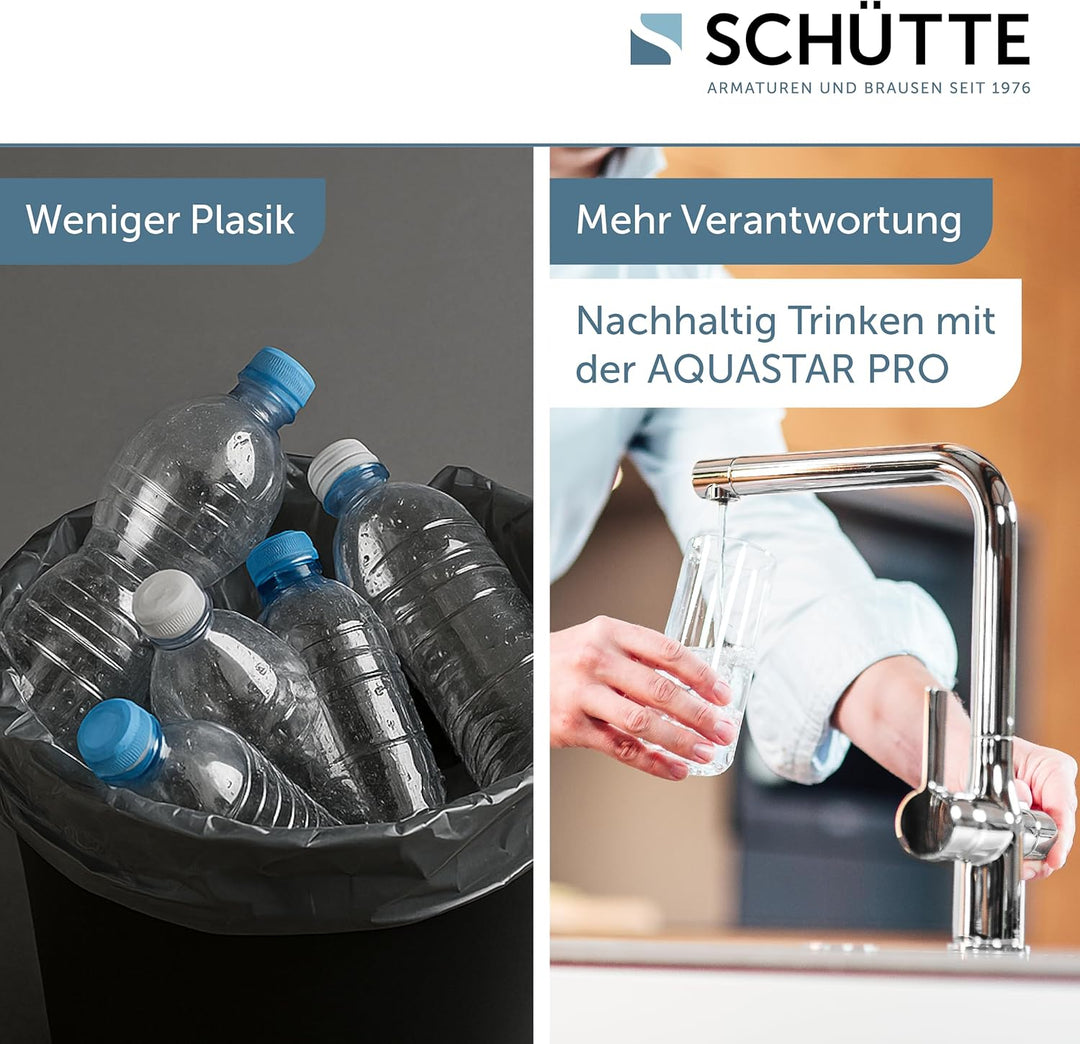 SCHÜTTE AQUASTAR PRO 3-Wege-Filterarmatur, sauberes Trinkwasser direkt aus dem Hahn, Integriertes BW